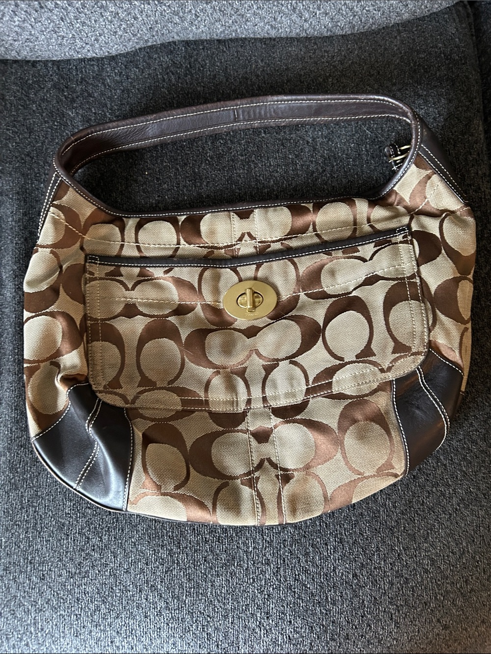 Coach Signature Canvas Hobo in Brown and Khaki